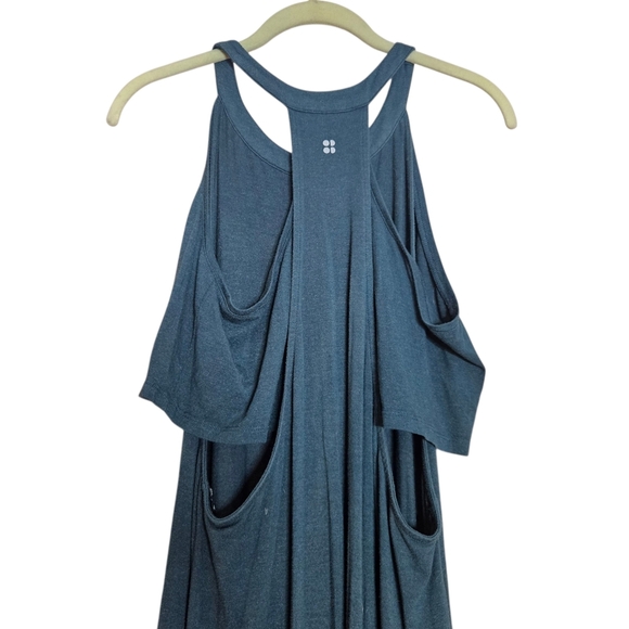 Sweaty Betty Holistic Jersey Knit Dress Teal Blue Green Racerback size Medium - Picture 8 of 11